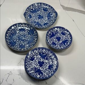 Colbolt Blue Lot of 15 vintage Phoenix Ware or flying turkey